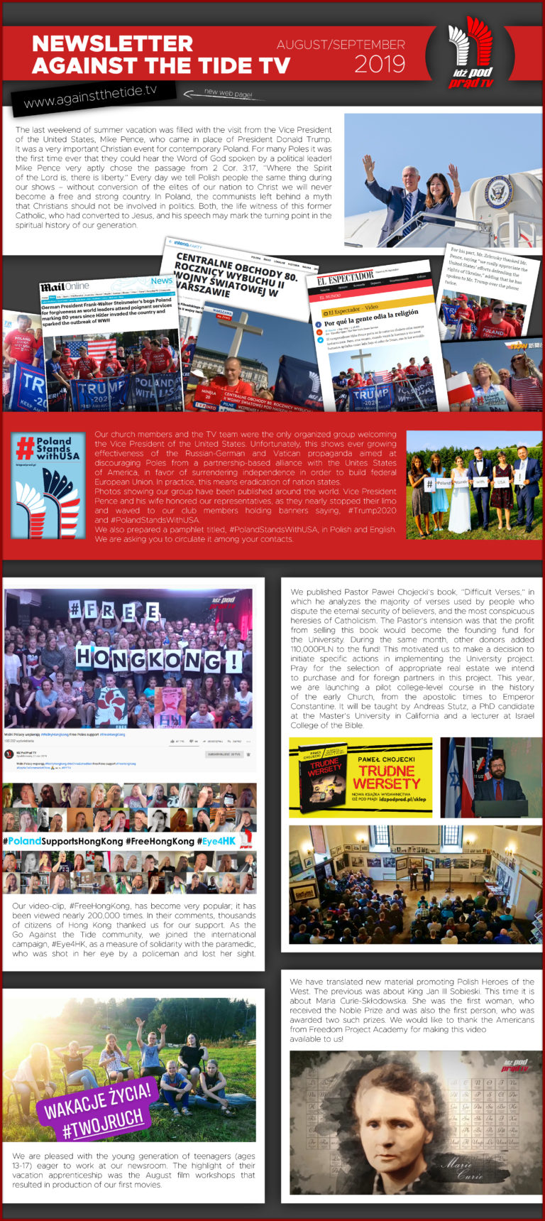 AGAINST THE TIDE TV NEWSLETTER AUGUST/SEPTEMBER 2019